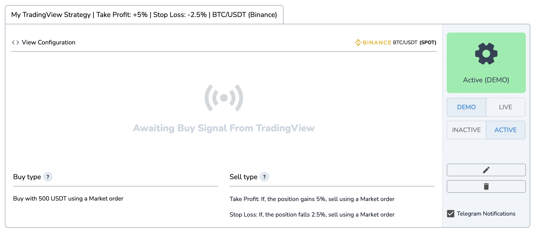 running tradingview signal bot