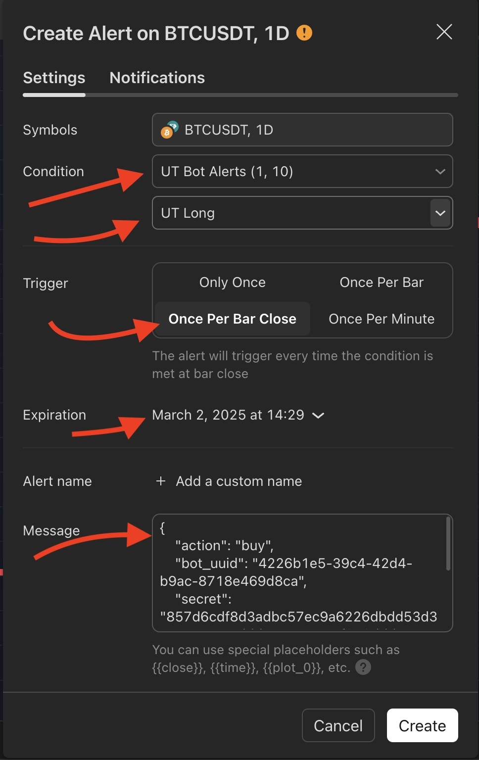 configure buy signal for the bot