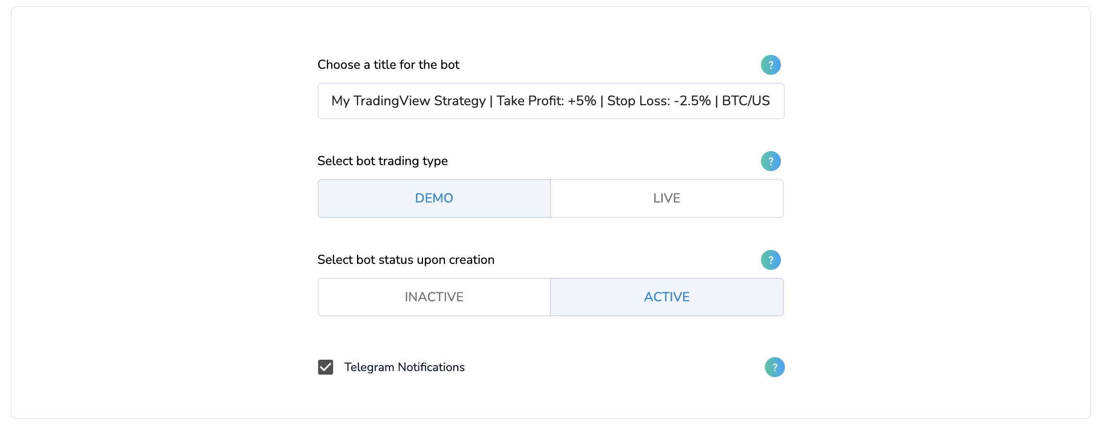 activate the tradingview signal bot